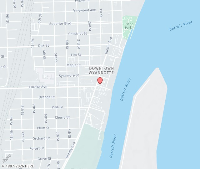Location Map: 3247 Biddle Avenue Wyandotte, Michigan 48192